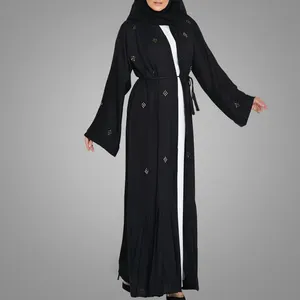 Son Burqa tasarımlar resimleri Kimono Abaya Dubai bayanlar şık boncuk tasarım uzun müslüman arap İslami giyim