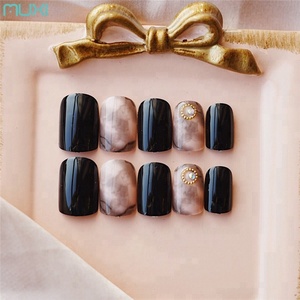 24 pcs/ensemble Pleine Couverture À Court <span class=keywords><strong>Faux</strong></span> Ongles Conseils avec Conception Presse sur les Ongles avec de La Colle - Product Image 5