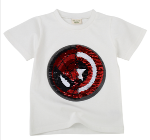T-<span class=keywords><strong>shirt</strong></span> à manches courtes en pur coton pour enfants, nouveau, effet brodé à paillettes, nouvelle collection été - Product Image 4