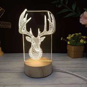 Lampu LED bentuk burung hantu 3D, lampu malam akrilik USB untuk meja malam, kamar tidur, hadiah, lampu kayu putih hangat, lampu Led lucu - Product Image 4