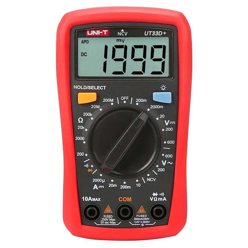 UNI-T UT33D + Multimetro Digitale Auto Gamma di Formato della Palma AC DC Voltmetro Amperometro Resistenza Capatitance Tester