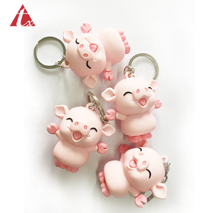 <span class=keywords><strong>dessin</strong></span> animé jouet porte-clés en silicone souple en caoutchouc pvc 3D porte-clés souvenir en caoutchouc porte-clés cochon cochon - Product Image 6