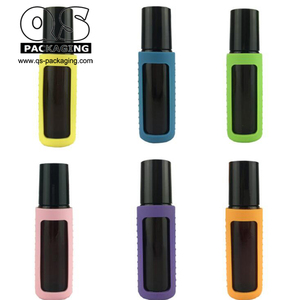 10ml <span class=keywords><strong>di</strong></span> <span class=keywords><strong>vetro</strong></span> vuota in metallo rullo sulla bottiglia con supporto in silicone - Product Image 3