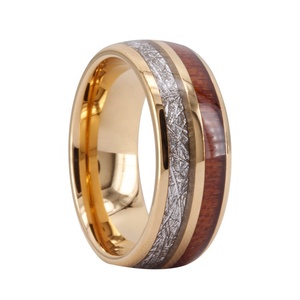 CHENG JEWELERS Anelli da Uomo in Carburo di Tungsteno Placcati Blu con Intarsio Imitazione Meteorite Lucidato a Cupola - Product Image 5