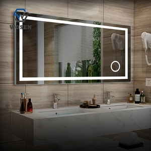 Rectangular LED Backlit <strong>Bathroom</strong> Mirror Digital <strong>Clock</strong> for Hotel Vanity Powder Room Home Decor Wholesale - Product Image 1