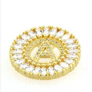 De luxe Lettres de L'alphabet de <span class=keywords><strong>A</strong></span> à <span class=keywords><strong>Z</strong></span> De Cuivre Zircon Pierre Pendentif Collier - Product Image 3