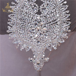 Ağır boncuklu dantel kumaş kristal aplike giyim için yamalar - Product Image 5