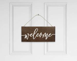 Elegante in legno rustico segno di benvenuto per porta d'ingresso moderna fattoria portico appeso segno 'benvenuto' scritto dipinto per appendere la parete - Product Image 3