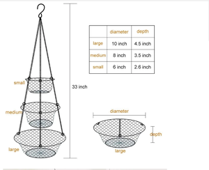 10% de réduction ! Panier à fruits en métal à 3 niveaux, paniers muraux à 3 niveaux, panier suspendu à 3 niveaux - Product Image 2