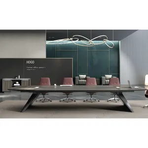Luxury High End Rectangular Conference Table With Metal Leg