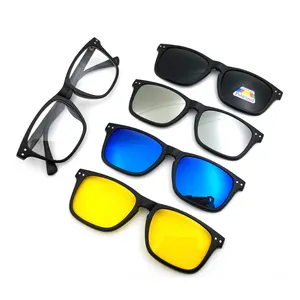 4 in 1 Night vision eye anti glare driving high vision eyeglasses private label sunglasses clips sun glasses