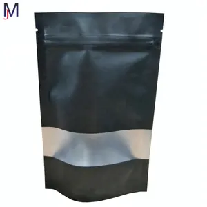 250g Großhandel Natürliche gedruckte meer salz tasche mit fenster matte schwarz aluminium folie ziplock stehenden up bad salz beutel