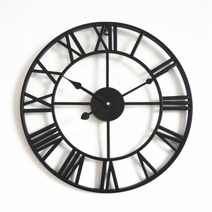 Antike schwarze Metall wand dekorative Uhr 16 'Eisen römische Zahlen 40cm Wand CLOCKS Quarz werk Wohnzimmer antiken Stil - Product Image 1