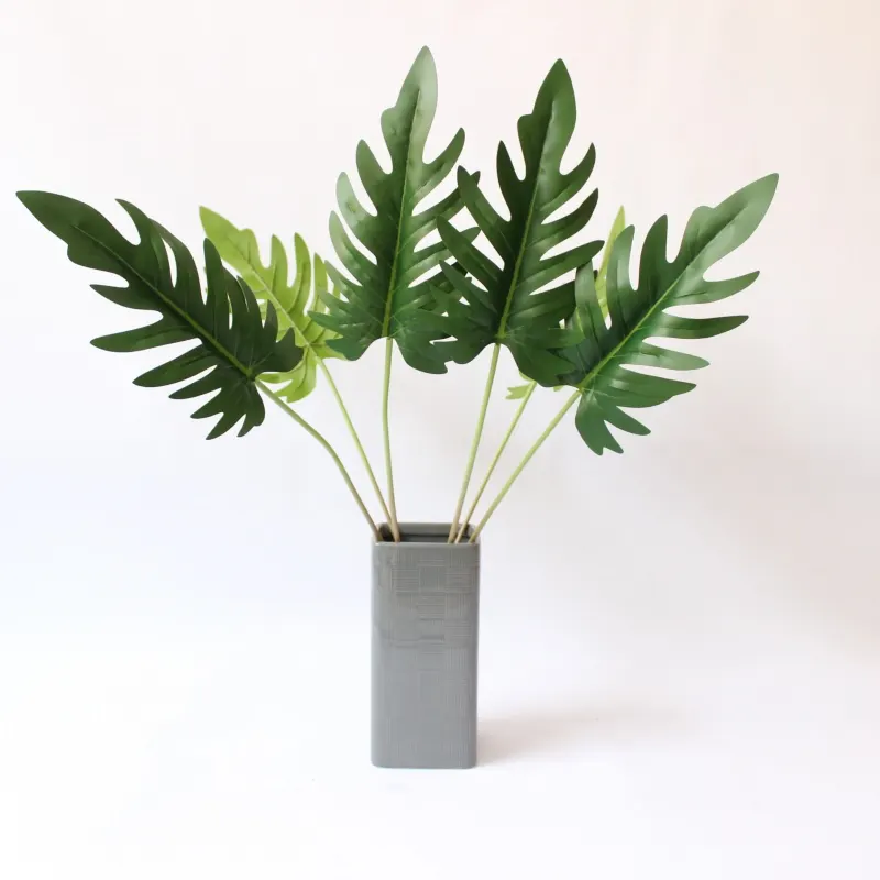 Folhas artificiais de 60cm, arranjo para casamento, folhas de plástico, plantas de simulação, folhas de chuva para decoração de casa