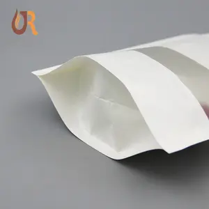 Bolsa de papel kraft con cremallera y ventana transparente para embalaje de alimentos, 9x14, color blanco