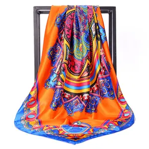 Middle East hot big paisley ethnic satin polyester silk scarf
