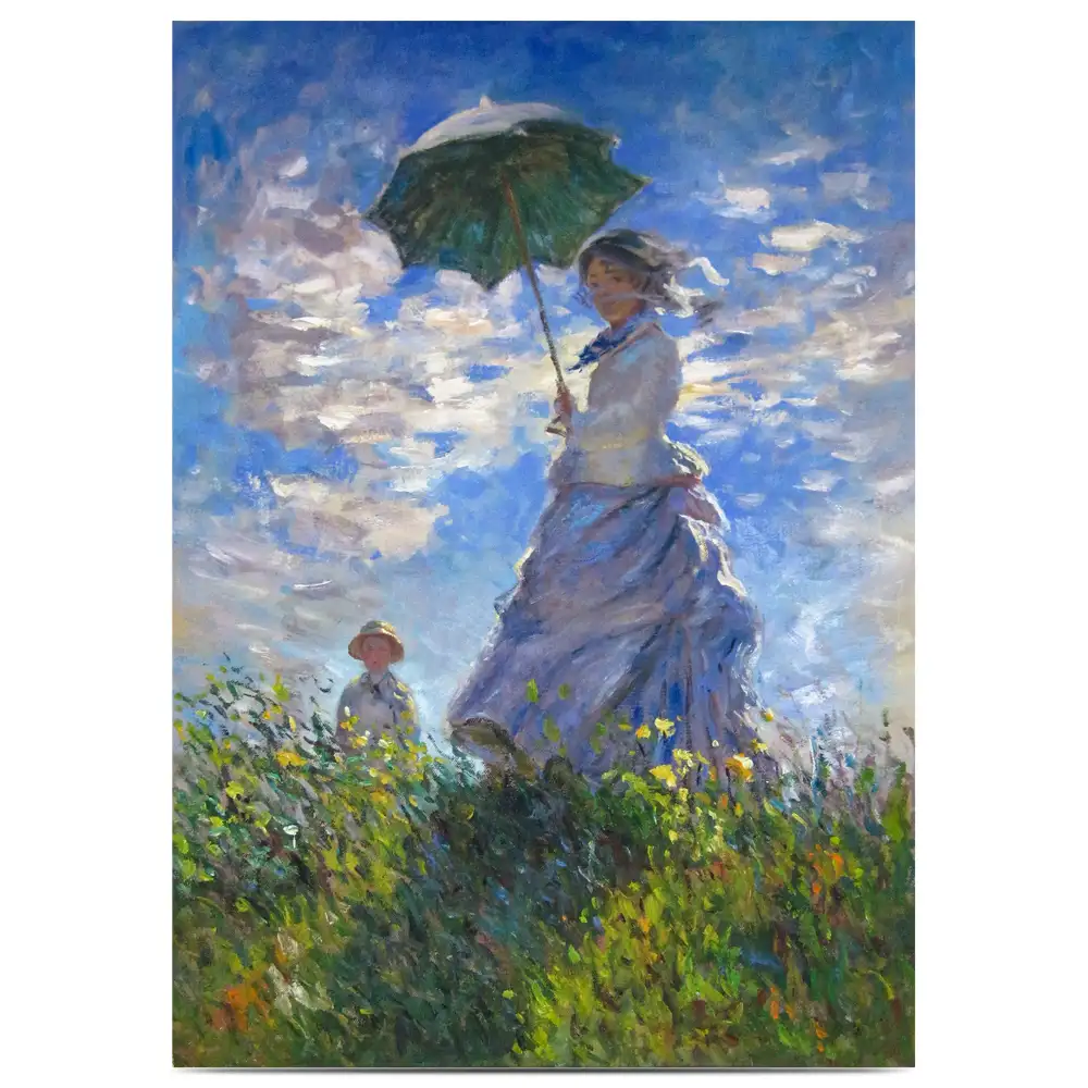 Знаменитая репродукция произведений впечатления, женский зонтик, картины Клода Оскара Моне с рамкой