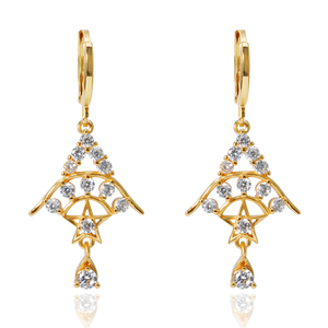 24 k/18 k/14 k sólido oro austriaco plateado Cubic Zirconia cristal pendientes para las mujeres chicas de la Universidad - Product Image 1