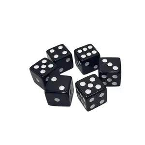 1 jeu de dés carré D6 blanc, 16mm, avec points noirs, personnalisé, en acrylique, pour jouer au bassin