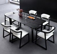 Mesas de comedor de MDF, muebles de comedor de diseño nórdico, madera maciza, juego de mesa de comedor de 6 8 plazas, fábrica moderna al por mayor, negro, 5 uds.