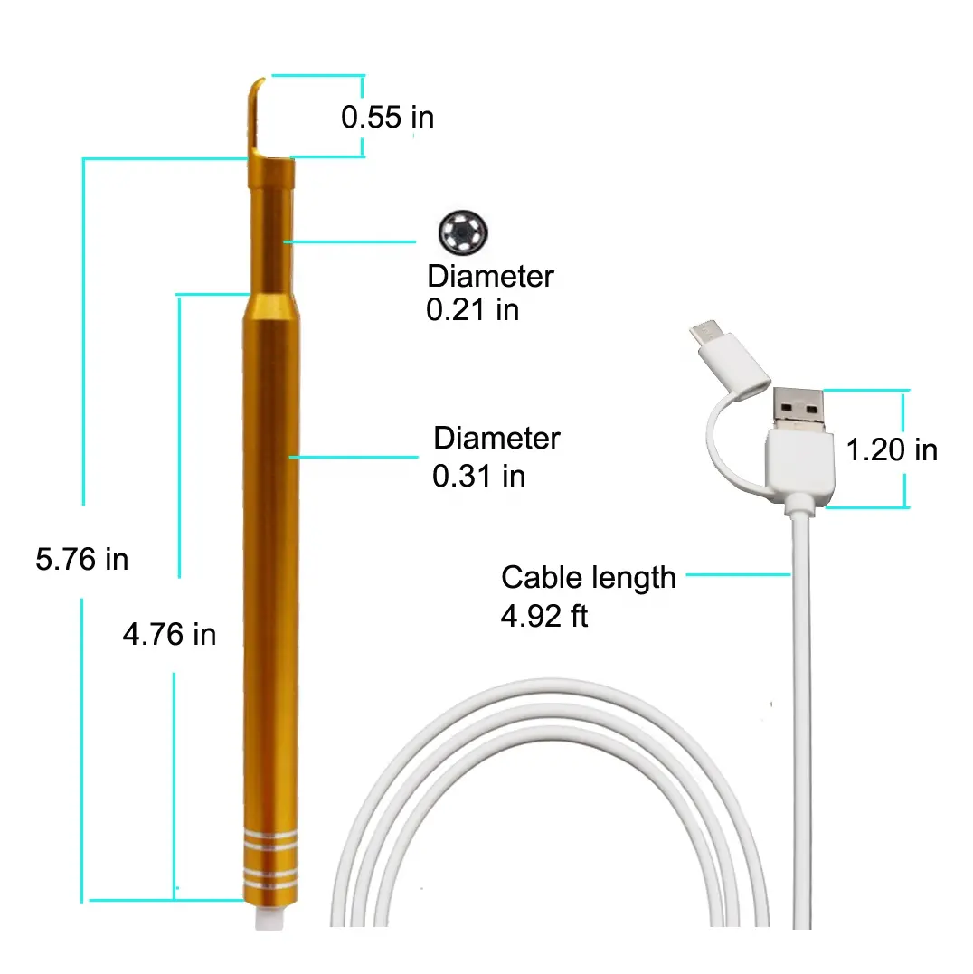 HD חזותי Earpick אוזן ניקוי אנדוסקופ 3 ב 1 Earwax נקי כלי 5.5 MM מיני בריאות פיקוח מצלמה