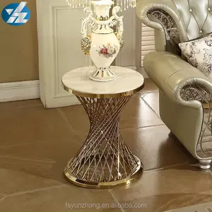 Mesa de centro de acero inoxidable con vidrio templado, muebles modernos para sala de estar