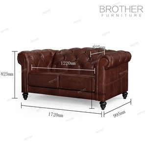 <span class=keywords><strong>2</strong></span> places <span class=keywords><strong>chesterfield</strong></span> en cuir véritable antiquités meubles ensembles salon canapé ensemble - Product Image 6