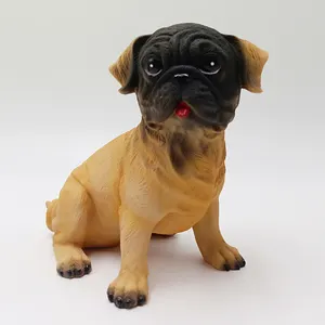 Resin Miniature Realistic Cute Gray Dog Figurine