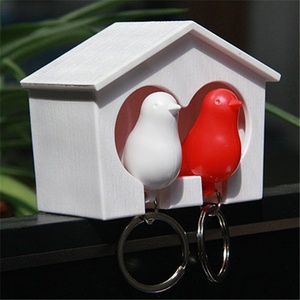 Fiesta encantadora <span class=keywords><strong>casa</strong></span> de pájaro llavero titular pájaro silbato clave sparrow anillo decoración del hogar - Product Image 6