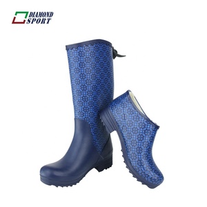 Haute qualité hauteur <span class=keywords><strong>du</strong></span> <span class=keywords><strong>genou</strong></span> femmes impression <span class=keywords><strong>en</strong></span> caoutchouc <span class=keywords><strong>botte</strong></span> de pluie - Product Image 3