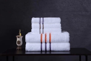 Vente chaude super doux moelleux confortable ensembles de serviettes de <span class=keywords><strong>bain</strong></span> <span class=keywords><strong>serviette</strong></span> à rayures blanches - Product Image 4