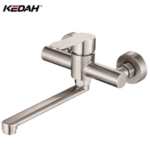 KEDAH sıhhi tesisat mutfak musluk duvara monte mikser mutfak çeşmesi paslanmaz çelik <span class=keywords><strong>304</strong></span> fırçalanmış nikel mutfak lavabo musluğu - Product Image 1