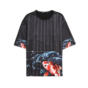 2019 nuevo diseño de cuello redondo en blanco de vuelta suerte <span class=keywords><strong>Koi</strong></span> peces impresos sublimación Camiseta para los hombres - Product Image 2