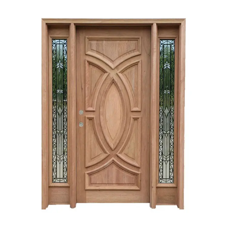 आधुनिक विला लक्जरी सजावट महोगनी बाहरी प्रवेश द्वार लकड़ी ग्लास लकड़ी के दरवाजे दरवाजा कला डिजाइन ठोस कस्टम घर 3 साल 45mm
