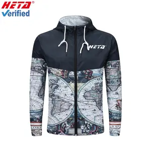 Unisex 100% polyester material waterproof with your own design zipper windbreaker jacket
