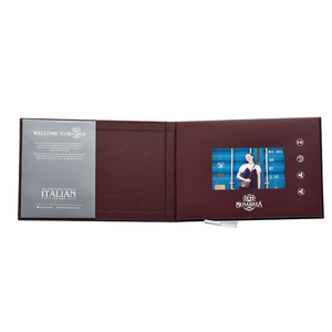 Lcd Video Player Brochure 4.5 Inch Softcover Wedding Invitation Video Brochure With Pocket