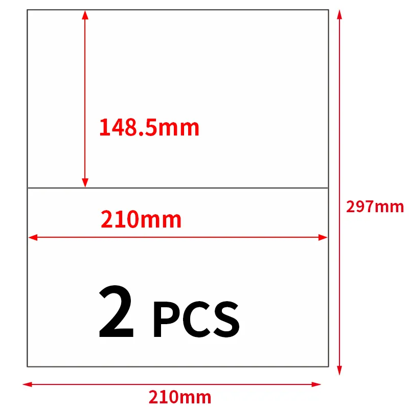 Half Vel Zelfklevende Verzending Labels A4 Sticker 2 Per Vel Size 5-1/2 "X 8-1/2" Label 5.5X8.5 Inch