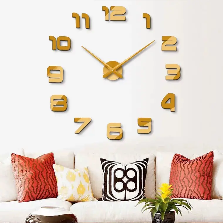 012 Modern design grande relógios decorativos Decoração home grande digital único presente 3d relógio de parede etiqueta horloge murale