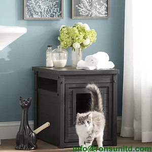 Vielseitige Großhandel Katzen Katzen toilette Gehäuse versteckte Katze Waschraum Holz Beistell tisch - Product Image 3