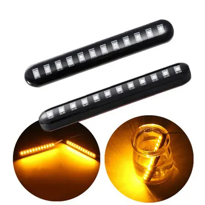 2 PIÈCES Voiture Moto L'eau Courante Queue Feux Stop 12 LED Clignotants Bande 3528SMD Plaque D'immatriculation Lumière Clignotant Arrêt Scintillement