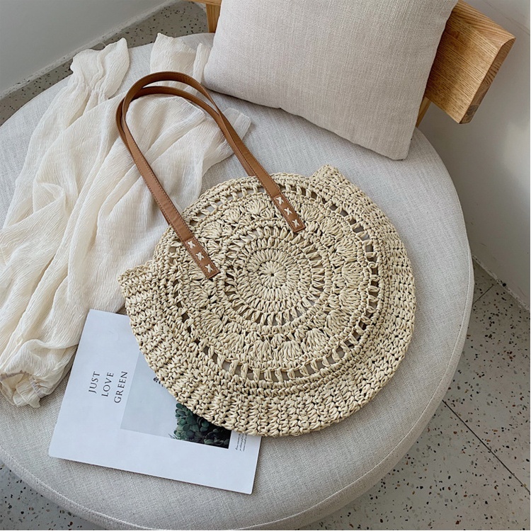 2021 женская большая летняя круглая пляжная соломенная сумка ручной работы из марокканской бумаги