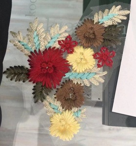 Bunte Paar Spitze Perlen Perle Blume Stickerei Spitze Stoff Applique