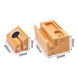 Supporto di ricarica in bambù USB 3 porte eco-friendly portatile in <span class=keywords><strong>legno</strong></span> materiale modalità di tenuta per Smart watch telefoni auricolari 5W di uscita - Product Image 3