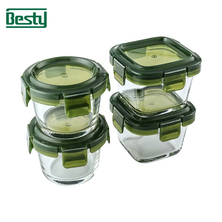 Baby glass Food Storage Container with air-tight lid mini glass container