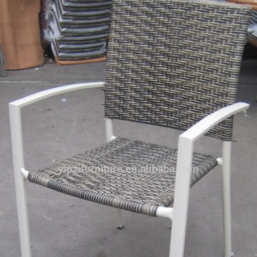 aluminum frame PE rattan weave stack patio outdoor dining rattan aluminum chair with powder Bistro French Wicker Chair