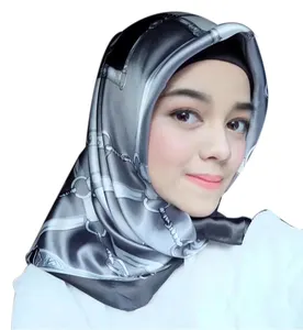 丝缎头巾丝绸围巾批发缎印花热模特女士伊斯兰围巾