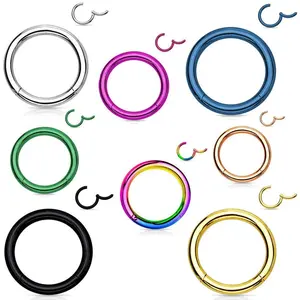 10 Cái/bộ 316L Thép Không Gỉ Bản Lề Segment Hoop Nose Nhẫn 16 Gam Clicker Tai Sụn Vành Lip Nhẫn Body Piercing Đồ Trang Sức