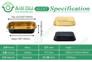 Giá tốt nhất nhà máy thực phẩm hộp dùng một lần khay nướng cốc vàng đen sinh thái thân thiện Takeaway nhôm lá bao bì thực phẩm container - Product Image 6