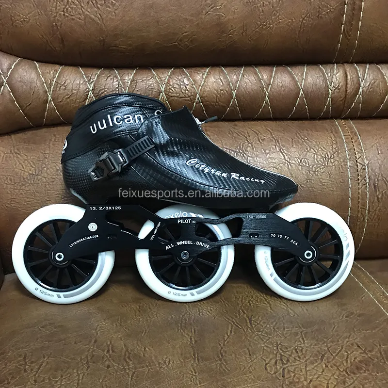 3 roues profession vitesse patins à roues alignées en fibre de carbone pleine concurrence chaussures de patin à roulettes 125mm 110mm 100mm 90mm