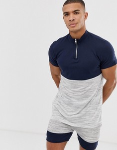 KY Premium Cotton Co-Ord Navy Combed T-Shirt Partial Zip Placket Short Sleeves Elastic Waist Training Wear <strong>Twin</strong> <strong>Set</strong> - Product Image 6